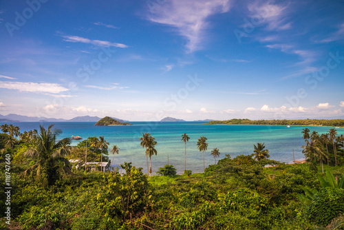 Beautiful tropical island beach from view point - Travel summer holiday concept.