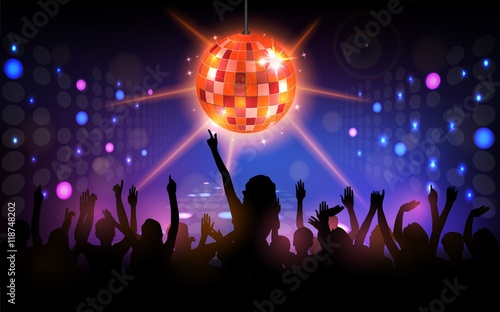 Club party with dancing people