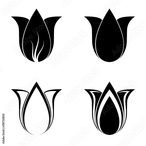 four vector tulip silhouettes for design