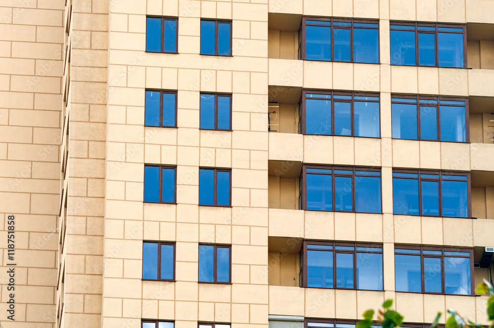windows of new apartment building windows of new apartment building