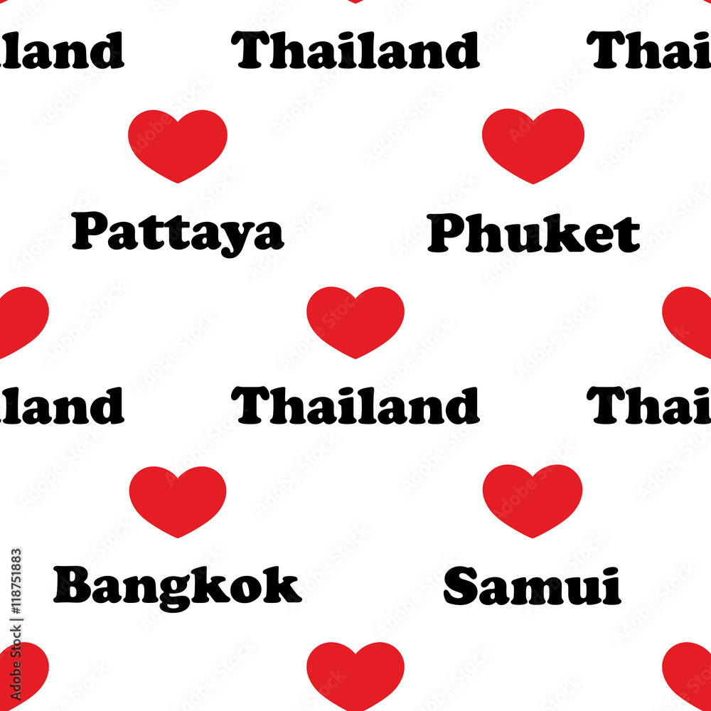 Seamless pattern of love for Thailand. I love Thailand Seamless pattern of love for Thailand. I love Thailand