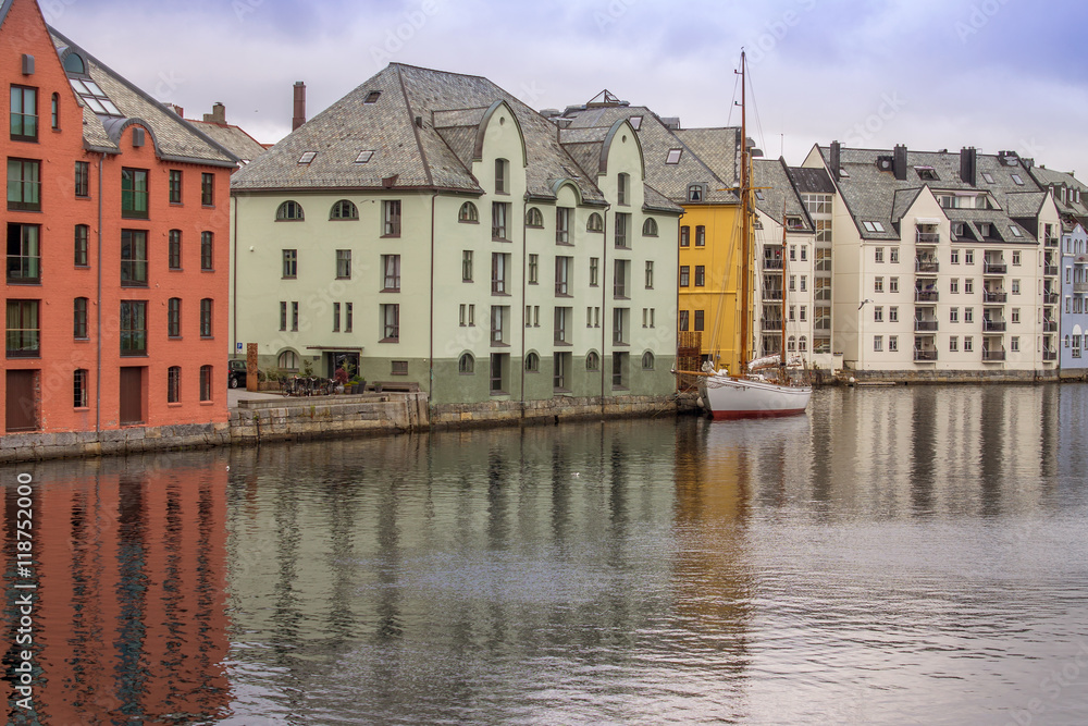 View on the center city of Alesund