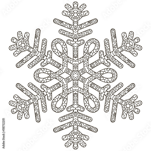 Hand drawn antistress snowflake.