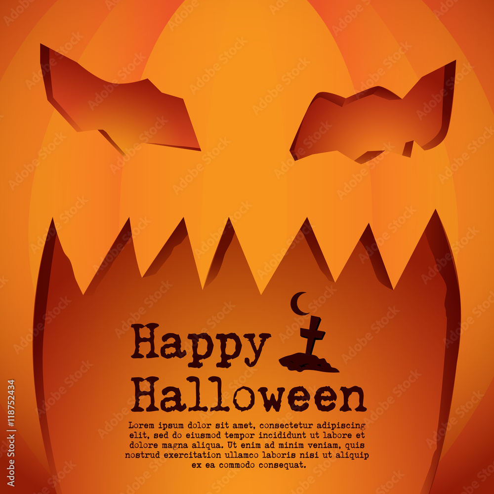 Face of Halloween Pumpkin Background. Halloween Jack o lantern S