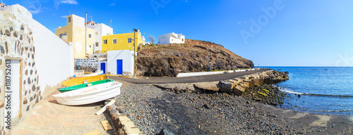 Wooden fishing boats in a small port in El Tarajalejo in Canary Islands