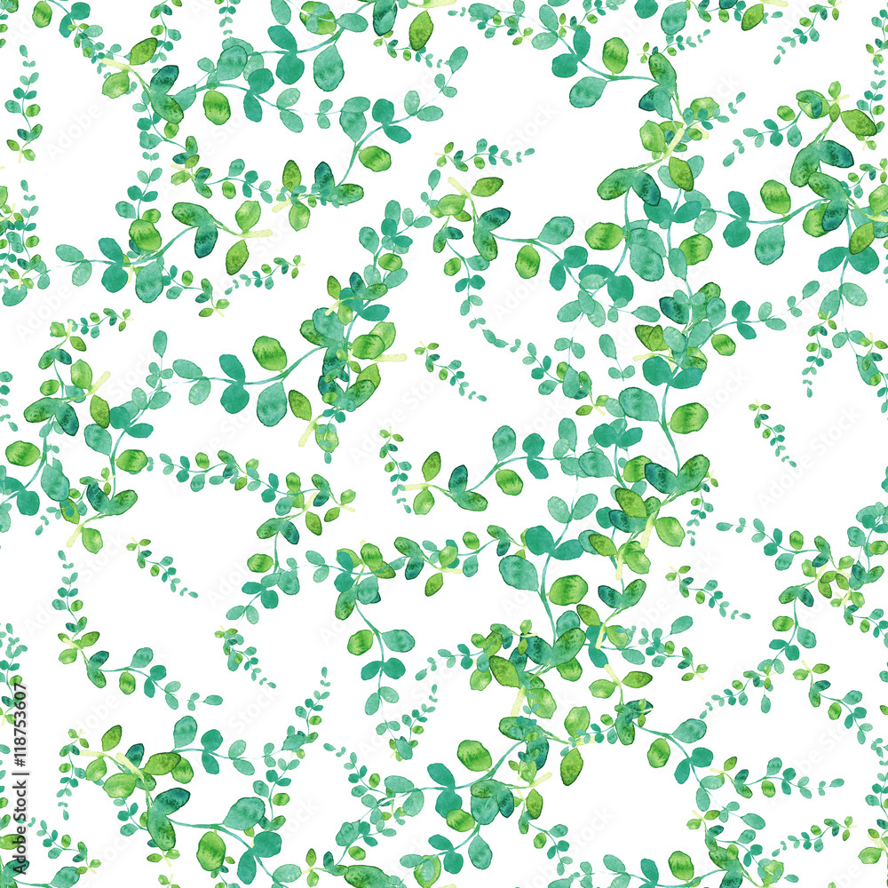 Watercolor seamless pattern with herbs and leaves. Watercolor seamless pattern with herbs and leaves.