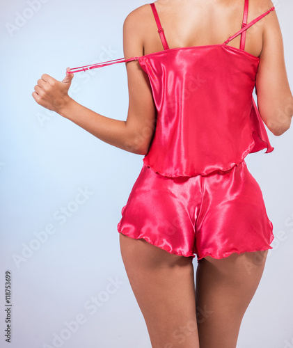 lady closeup in pink lingerie