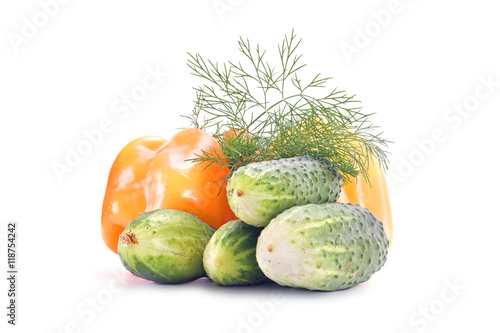 Vegetables on white