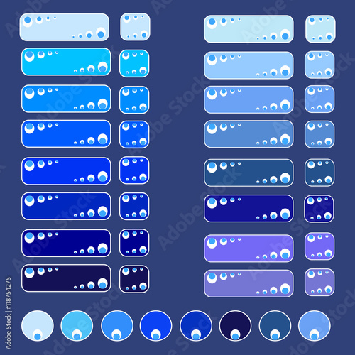 Set of web buttons blue with bubbles
