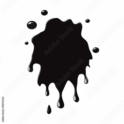 Oil spill splash isolated on white background. Black oil blot vector illustration