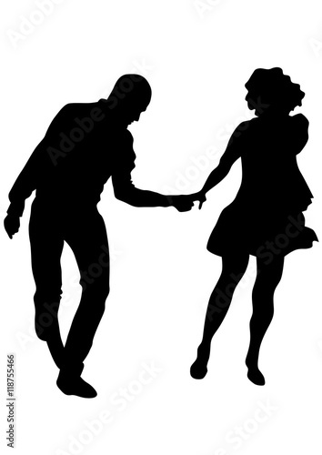 Pair of sport dance performers on a white background
