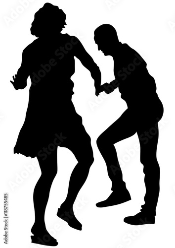 Pair of sport dance performers on a white background