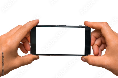 Taking photo with mobile phone of blank white screen