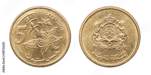 Wallpaper Mural Coin 5 centimes. Kingdom of Morocco. 2002 year Torontodigital.ca