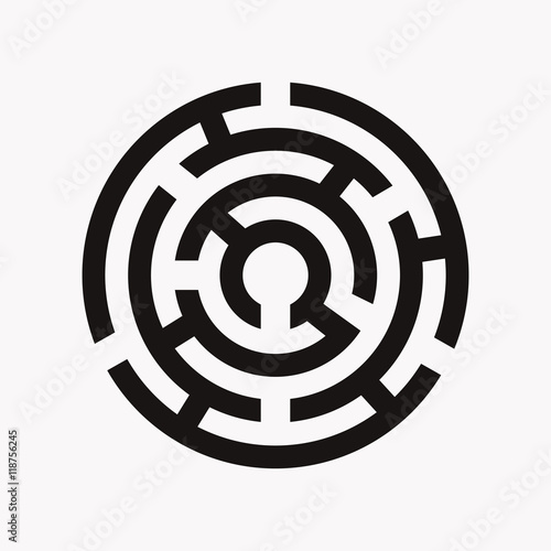 maze puzzle find a way round black on white