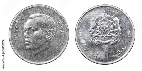 Coin 1 dirham. Profile of King Mohammed VI. Morocco. year 2012