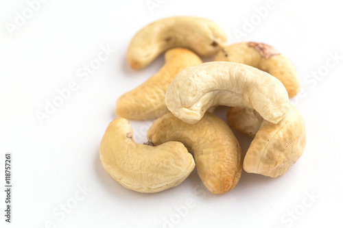 A cashew seed on white background.