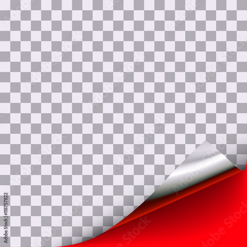 Curled corner with transparent front area background. For page design with curled corner, document design with curled corner, web graphic with curled corner, banner, flyer design with curled corner.