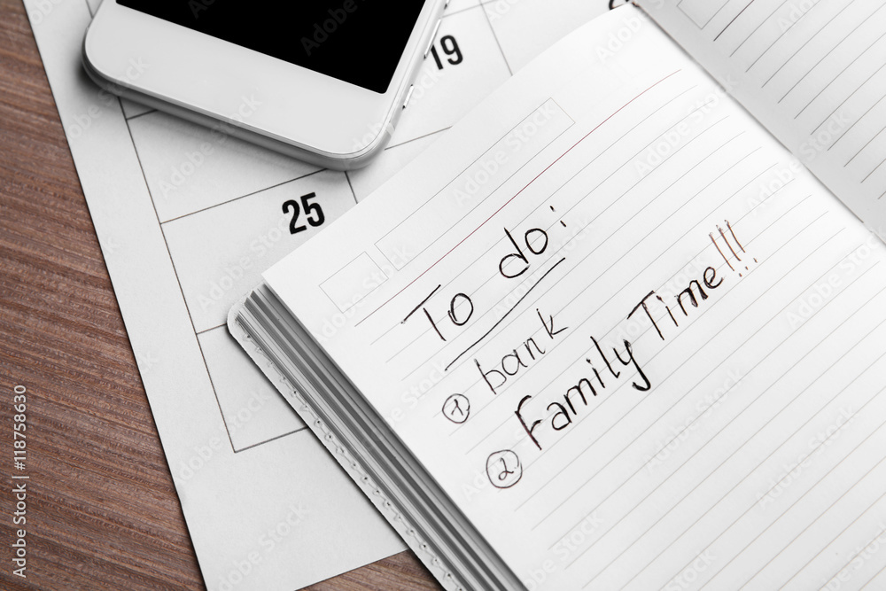 To do list. Family time concept To do list. Family time concept