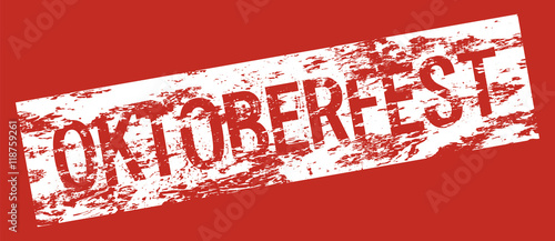 Oktoberfest beer festival logo, vector red and white text