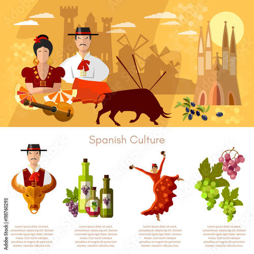 Spain infographics traditions and culture spanish attractions