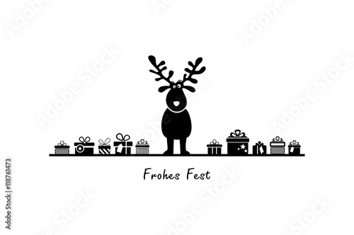 Weihnachten Elche und Geschenke