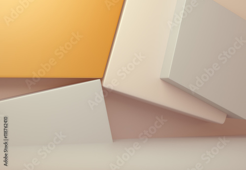 Geometric shapes abstract background. 3D illustration.Pastel colors.
