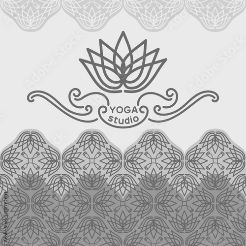 Yoga studio logo for a stylized lotus flower on a background of