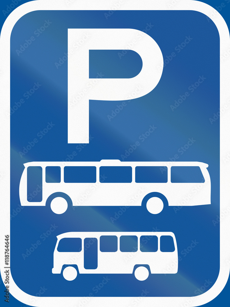 Road sign used in the African country of Botswana - Parking for buses and midi-buses Road sign used in the African country of Botswana - Parking for buses and midi-buses