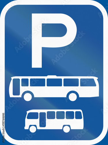 Road sign used in the African country of Botswana - Parking for buses and midi-buses photo