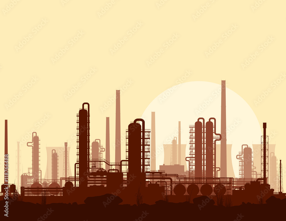 Oil and gas refinery at sunset Oil and gas refinery at sunset