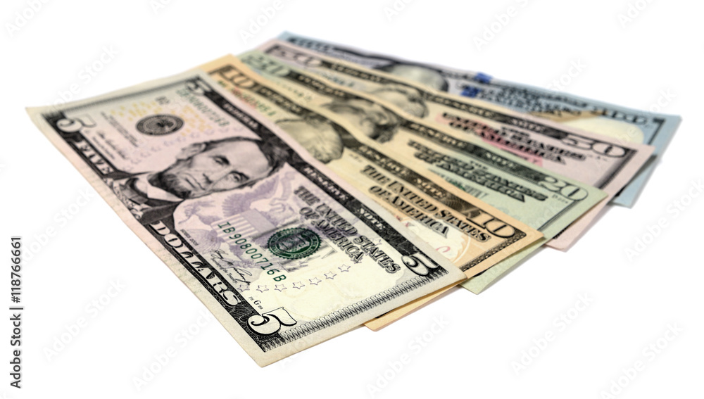 Heap of Dollar Bills isolated on white background Heap of Dollar Bills isolated on white background