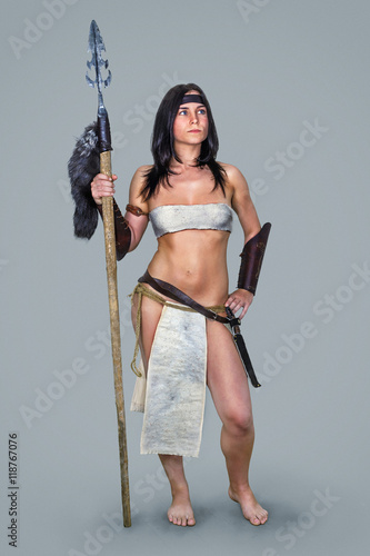 Warrior brunette girl ancient.