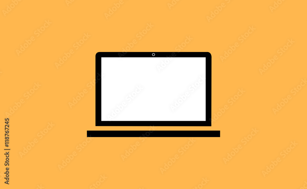 Vector laptop pc icon on flat background Vector laptop pc icon on flat background