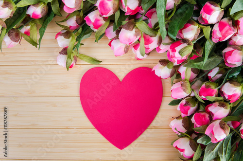Roses and heart shape card for your message