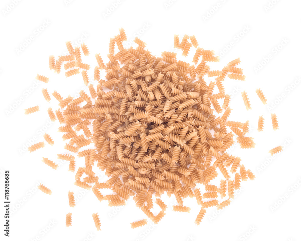 Organic italian rice pasta separated on white background Organic italian rice pasta separated on white background