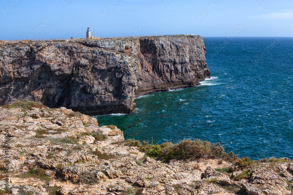 Coastline near fortress Fortaleza de Sagres, Portugal, Algarve