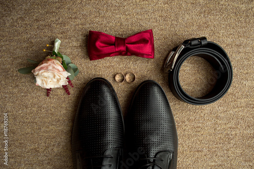 Wedding details. Accessories of groom