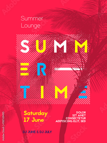 Summer time party poster design template