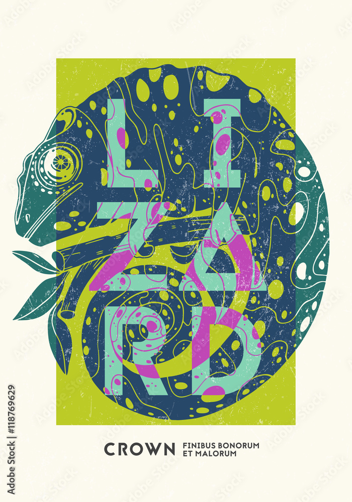 Poster design template with chameleon. Vector illustration Poster design template with chameleon. Vector illustration