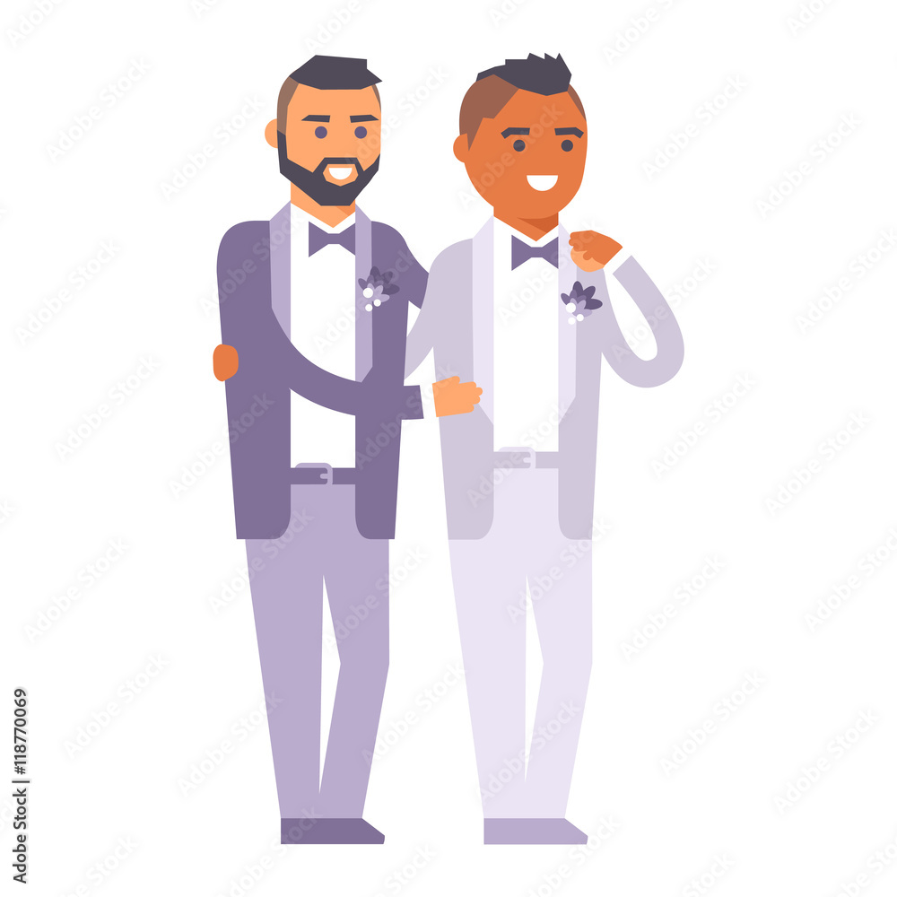 Wedding gay couples vector characters