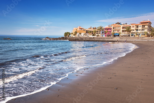 Scenic view of Valle Gran Rey beach in La Gomera, Canary islands, Spain. photo