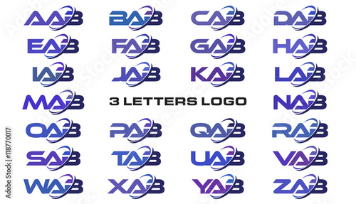 3 letters modern swoosh logo AAB, BAB, CAB, DAB, EAB, FAB, GAB, HAB, IAB, JAB, KAB, LAB, MAB, NAB, OAB, PAB, QAB, RAB, SAB, TAB, UAB, VAB, WAB, XAB, YAB, ZAB photo