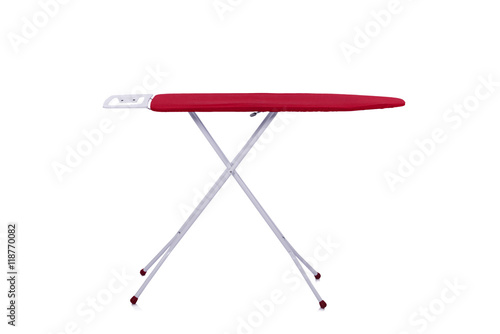Red ironing board isolated on white background