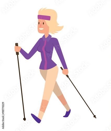 Nordic walking sport vector character