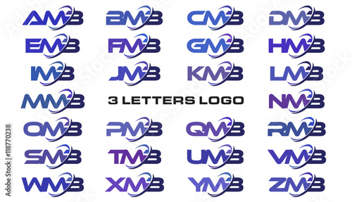 3 letters modern swoosh logo AMB, BMB, CMB, DMB, EMB, FMB, GMB, HMB, IMB, JMB, KMB, LMB, MMB, NMB, OMB, PMB, QMB, RMB, SMB, TMB, UMB, VMB, WMB, XMB, YMB, ZMB