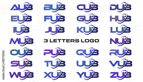 3 letters modern swoosh logo AUB, BUB, CUB, DUB, EUB, FUB, GUB, HUB, IUB, JUB, KUB, LUB, MUB, NUB, OUB, PUB, QUB, RUB, SUB, TUB, UUB, VUB, WUB, XUB, YUB, ZUB