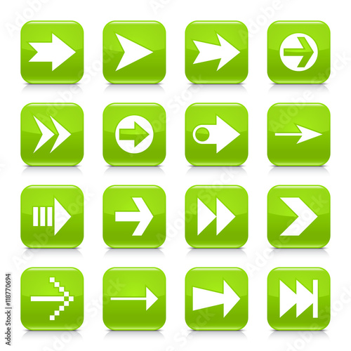 Green arrow sign rounded square icon web button