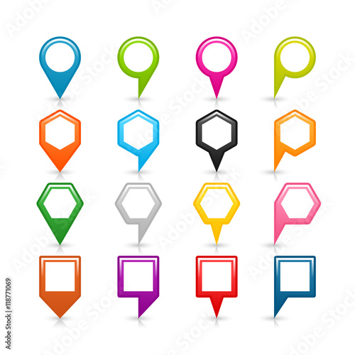 Map pin sign location icon with drop shadow