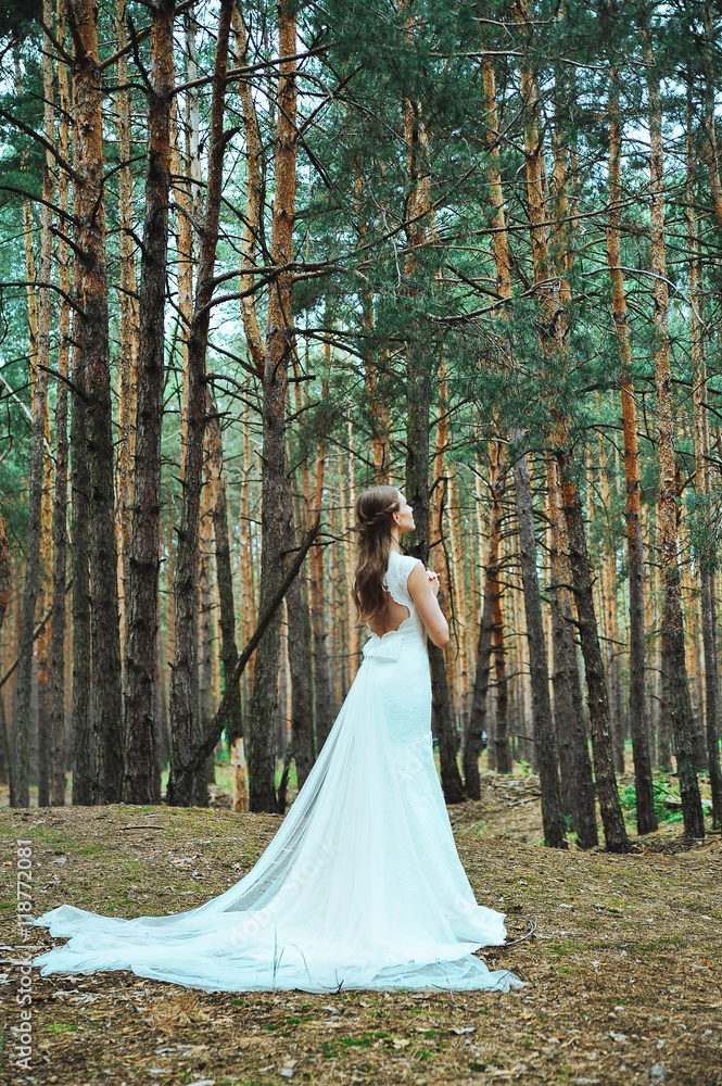 A beautiful bride posing outdoor 